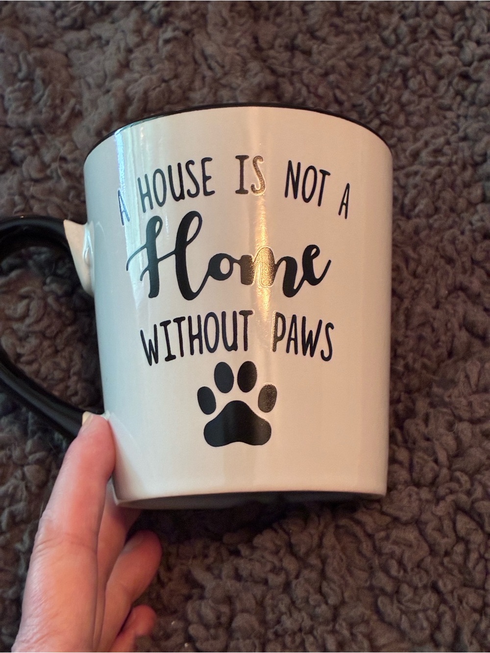 White Ceramic Pet Lover Mug with Black Paw Design